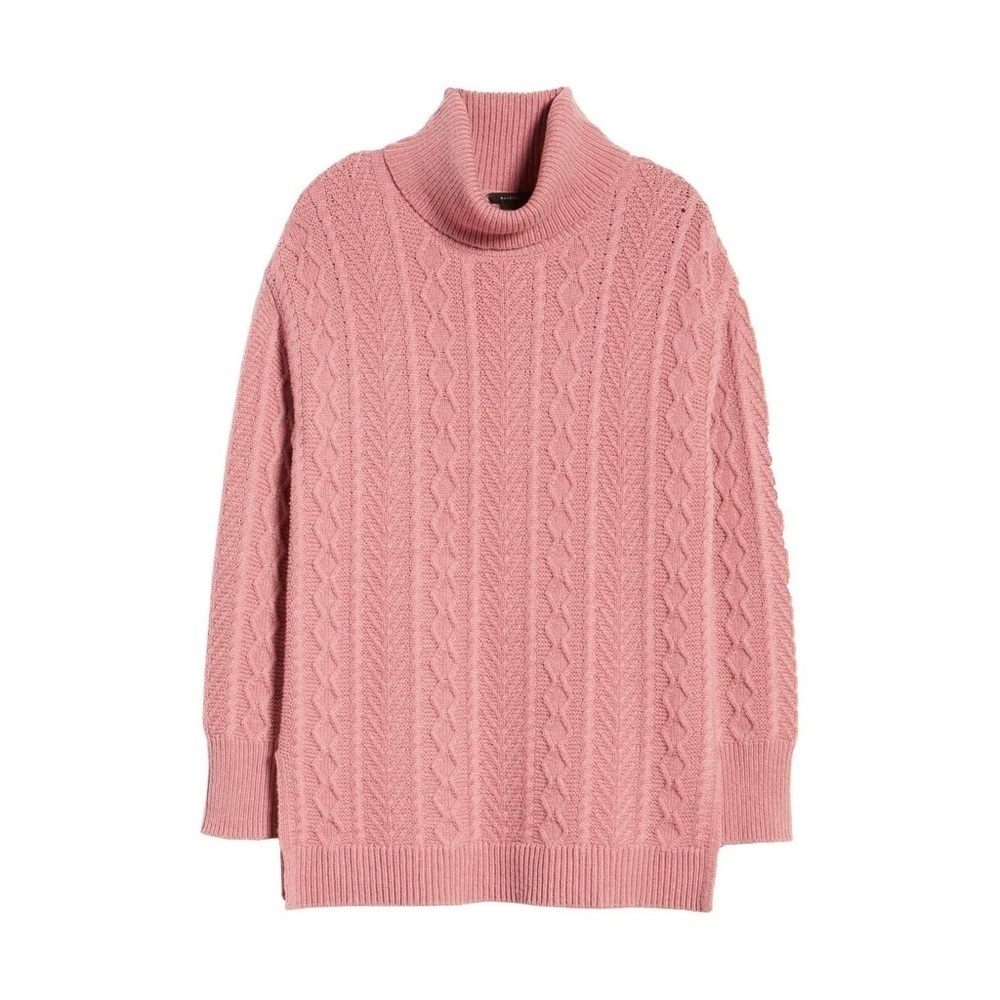 [Halogen] Mauve Over-Sized Cable Turtleneck